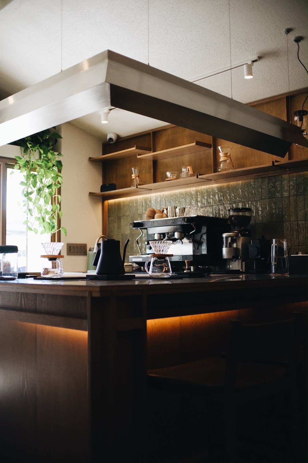 Coffee Shop Shelving and Lighting